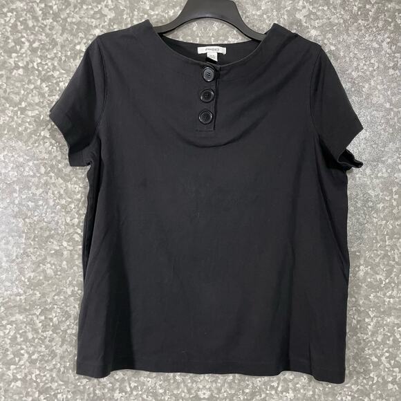 Dress Barn Black Plus Size Button Accent Knit Top - Size 14/16 - Short Sleeves - Picture 1 of 5